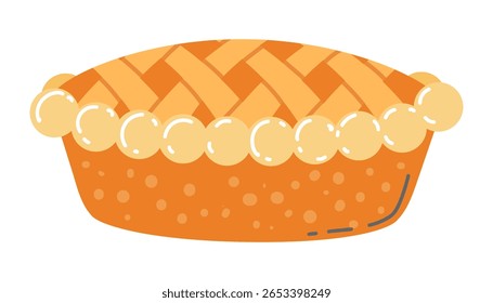 Uma fatia de delicioso bolo de abóbora com geada cremosa, e um recheio suave, perfeito para assar queda ou projetos de sobremesa. Ilustração vetorial