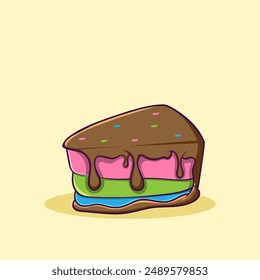 SLICE OF DELICIOUS RAINBOW CAKE ILLUSTRATION