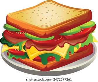 slice of delicious sandwich bread toast vector illustration eps 10