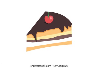 a slice of delicious tasty sweet chocolate cheese cake vector illustration design