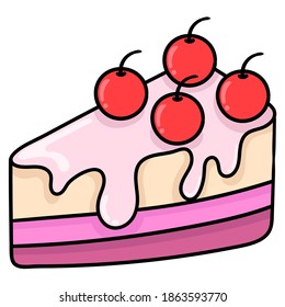 slice of dessert cake sweet food. doodle icon image. cartoon caharacter cute doodle draw