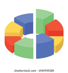 A slice diagram or pie chart or isometric icon