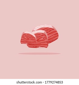 slice ,eat vector illustration. pork, cow and goat meat. flat icon vector design for business. 