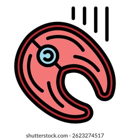 Slice fish smokehouse icon. Outline slice fish smokehouse vector icon color flat isolated