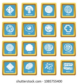 Slice food icons set vector sapphirine square isolated on white background 