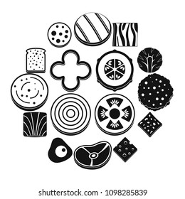 Slice food ingredient icons set. Simple illustration of 16 slice food ingredient vector icons for web