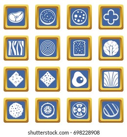 Slice food ingredient icons set in blue color isolated vector illustration for web and any design