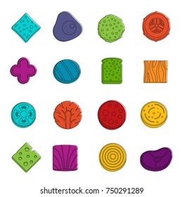 Slice food ingredient icons set. Doodle illustration of vector icons isolated on white background for any web design