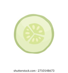 Uma fatia de pepino verde fresco sobre um fundo branco. Legumes cortados. Salada de legumes.