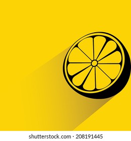 slice of fresh lemon in yellow background, flat and shadow theme