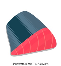 A slice of fresh raw fish meat tuna. Delicatessen of seafood for restaurant business. Vector illustration isolated on white background