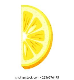 Slice von frischer gelber Zitrone auf weißem Hintergrund
Minimalistische Vektorgrafik einer halben Scheibe frischen gelben Zitronens einzeln auf weißem Hintergrund
