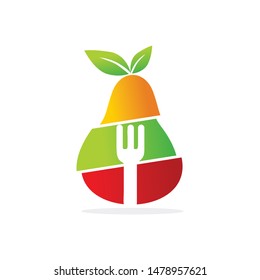slice fruit with fork, colorful logo design template