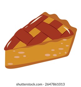 Slice of fruit pie, sweet dessert, autumn treat, cartoon pie, food illustration. Vector illustration