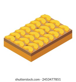 Slice fruit tart cake icon isometric vector. Bakery food. Tropical fruit pastry