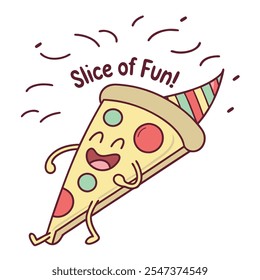 Slice of Fun: Happy Pizza Slice Vector Design