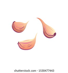 Slice garlic isolated vector set. Vitamin vegetable set in cartoon style.