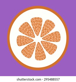slice of grapefruit isolated on a purple background