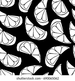 A slice of grapefruit, lemon, orange, lime vector illustration. Doodle style. Design icon, print, logo, poster, symbol, decor, textile, paper, card. 