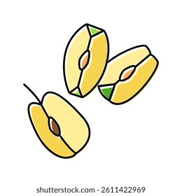 slice green apple cut color icon vector. slice green apple cut sign. isolated symbol illustration