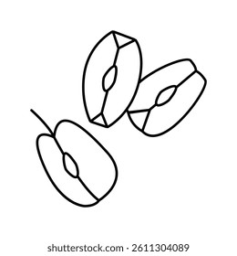slice green apple cut line icon vector. slice green apple cut sign. isolated contour symbol black illustration