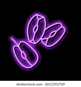 slice green apple cut neon light sign vector. slice green apple cut illustration