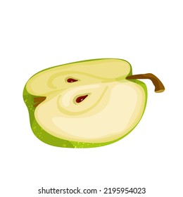 Slice Of Green Apple.Cartoon Vector Graphic.