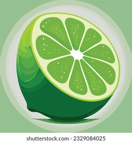 Una rebanada de la ilustración del vector de comida de limón verde. Ilustraciones vectoriales de léon fresco. Icono de frutas frescas de limón.