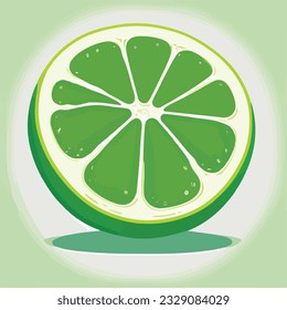 Una rebanada de la ilustración del vector de comida de limón verde. Ilustraciones vectoriales de léon fresco. Icono de frutas frescas de limón.
