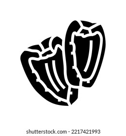vectores de icono de glifo de pimienta verde en rodajas. letrero de pimienta verde rebanada. ilustración de símbolo aislado