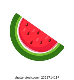 A slice of half a watermelon. Fruit illustration for farmer's market menu. Isolated on a white background.