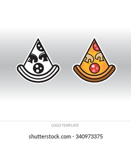 Slice of happy pizza. Logo template.