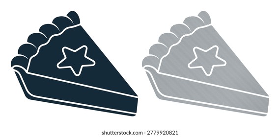 Slice of homemade pie with star decoration, delicious fruit pastry, sweet bakery food item.