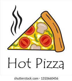  A slice hot pizzas . Icon Italian pizza. Vector image of creative
