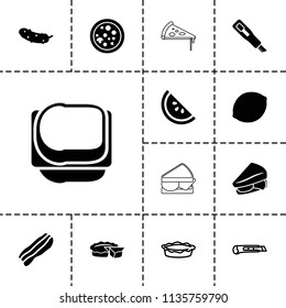 Slice icon. collection of 13 slice filled and outline icons such as sandwich, cucumber, bacon, watermelon, pie, cutter, lemon. editable slice icons for web and mobile.