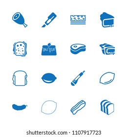 Slice icon. collection of 16 slice filled and outline icons such as beef, cutter, bread slices, pie, lemon, sandwich, piece of cake. editable slice icons for web and mobile.