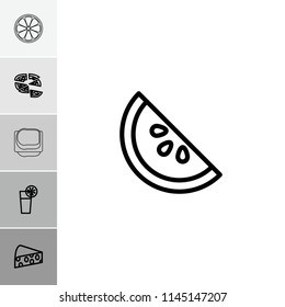 Slice icon. collection of 6 slice outline icons such as pizza, cocktail, cheese, watermelon, sandwich. editable slice icons for web and mobile.