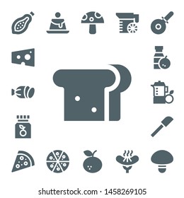 slice icon set. 17 filled slice icons.  Collection Of - Papaya, Cheese, Salami, Sandwich, Vitamin c, Juice, Spatula, Pizza, Creme caramel, Mushroom, Tangerine, Sausage, Pizza cutter