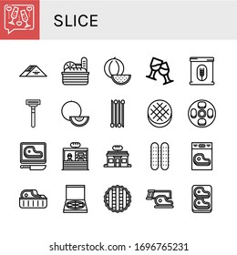 conjunto de iconos de segmento. Colección de tostadas, sándwiches, pan, sandwich, sandía, harina, hoja de color, melón, cebolla, pan redondo, queso, filete, panadería, pepino, caja de pizza, iconos de los tubos