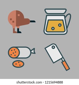 slice icon set. vector set about lemonade, salami, kiwi and butcher icons set.