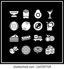 slice icon. This set with french fries, pizza, radish and watermelon vector icons for mobile and web
