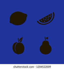 slice icon. slice vector icons set pear, watermelon slice, peach and lemon