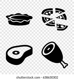 Slice icons set. set of 4 slice filled icons such as beef, pizza