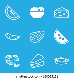 Slice icons set. set of 9 slice filled and outline icons such as pizza, food, watermelon, cheese, sandwich, cucumber, pie