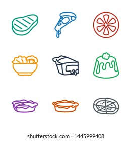 slice icons. Trendy 9 slice icons. Contain icons such as pizza, pie, food, lemon, beef. slice icon for web and mobile.