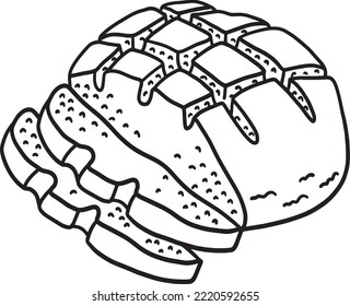 Slice Irish Soda Bread Isolated Coloring Page