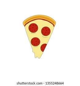 Slice of Italian pepperoni pizza on white background, top view