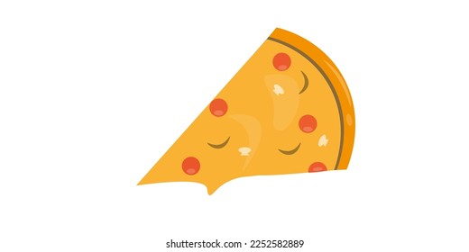 Slice of Italian pepperoni pizza on white background, top view