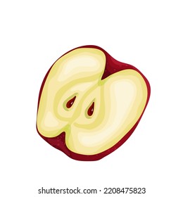 Slice Of Juicy Red Apple. Cartoon Vector Graphics.