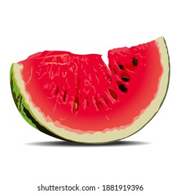 A slice of juicy ripe watermelon. Vector image on a white background.